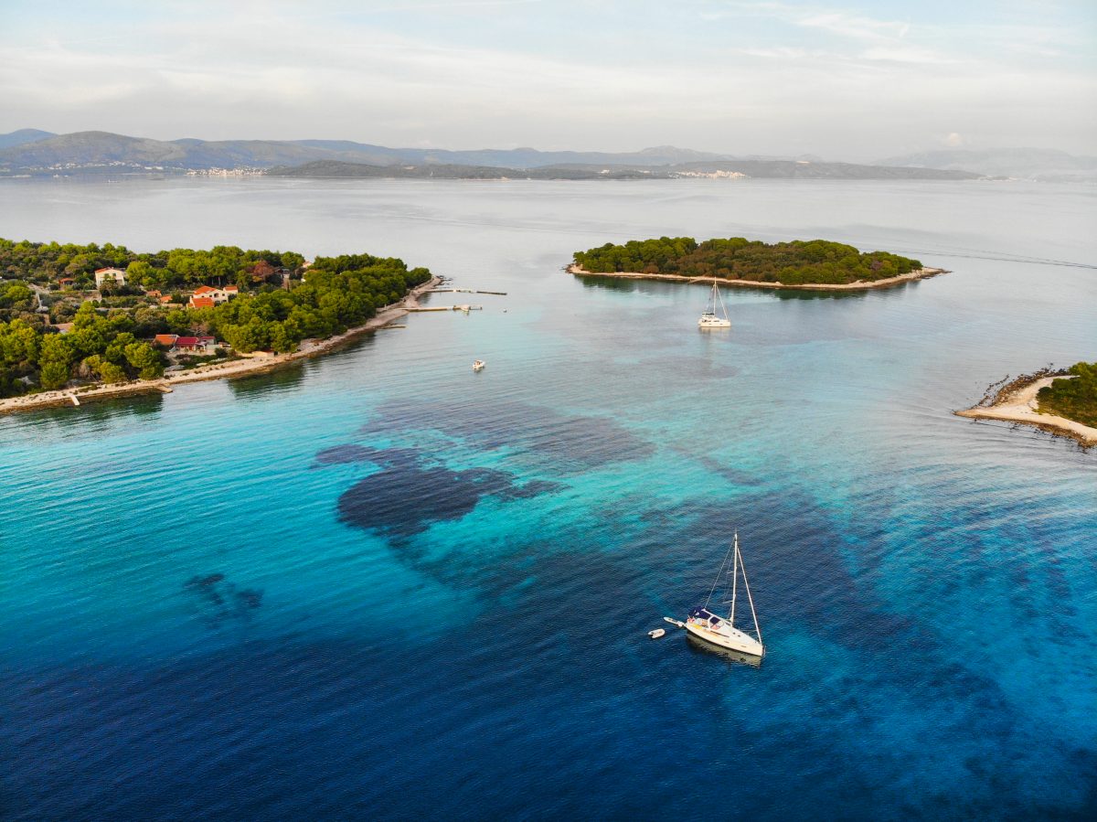 Drone view of Hvar and nearby islands